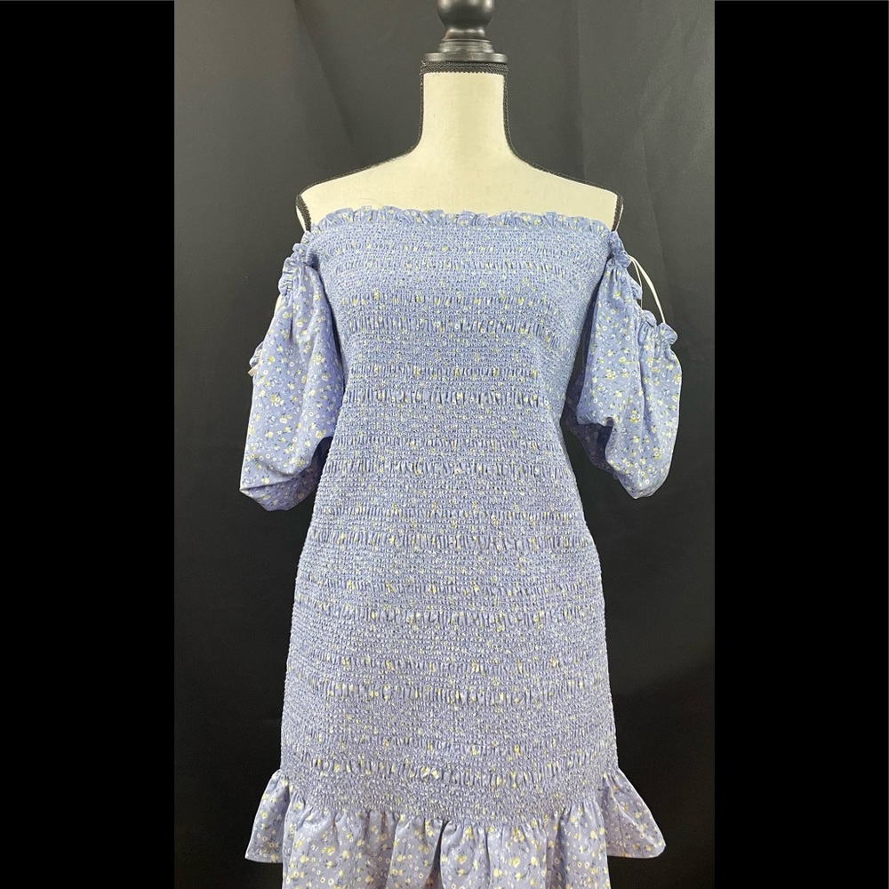 Blue white floral dress